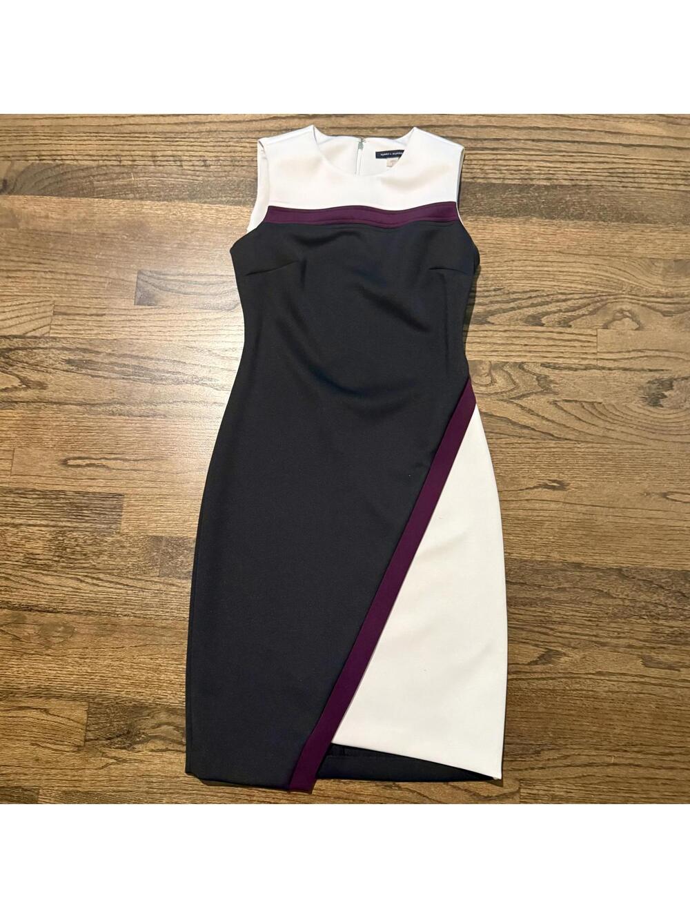 New Tommy Hilfiger Women's Asymmetrical Hem Scuba Color Block Sheath Dress SZ 2